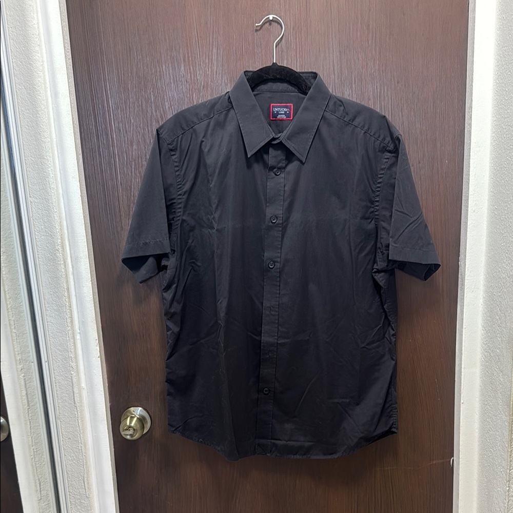 UNTUCKit Black Casual Button Down Shirt Short Sleeve